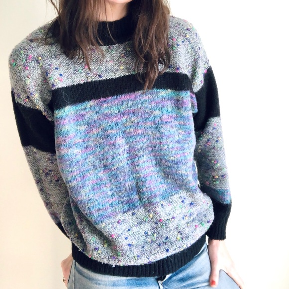 Vintage confetti color block sweater - Picture 11 of 12